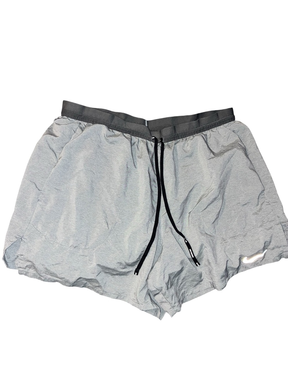 Nike Light Gray Running Shorts with Black Drawstring XL